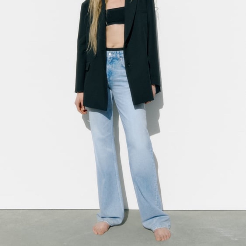 ZARA EXTRA LONG TRF MID-RISE WIDE LEG JEANS size 0 and 2 NWT ref6688/029